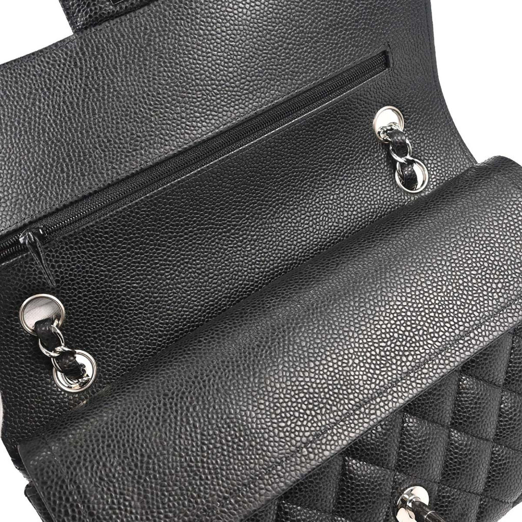 Chanel Black Caviar Skin Medium Classic Double Flap Shoulder Bag