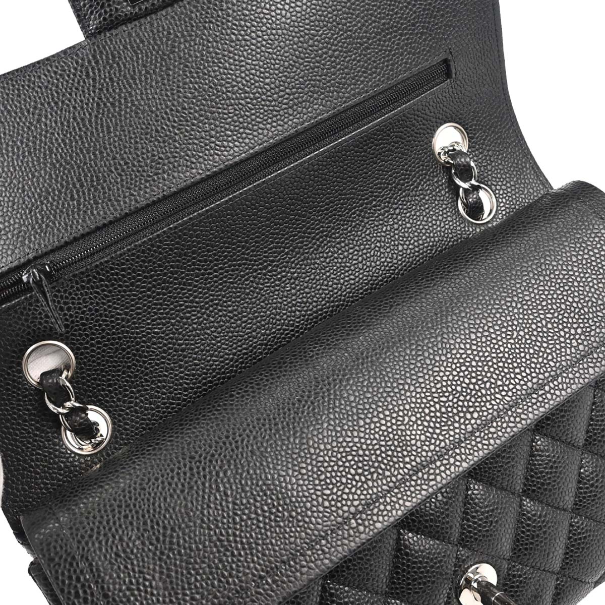 Chanel Black Caviar Skin Medium Classic Double Flap Shoulder Bag