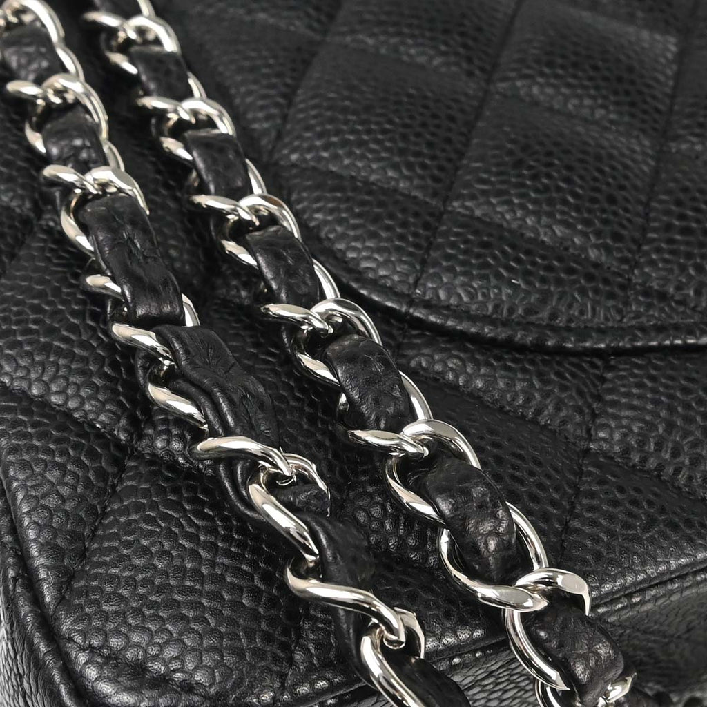 Chanel Black Caviar Skin Medium Classic Double Flap Shoulder Bag