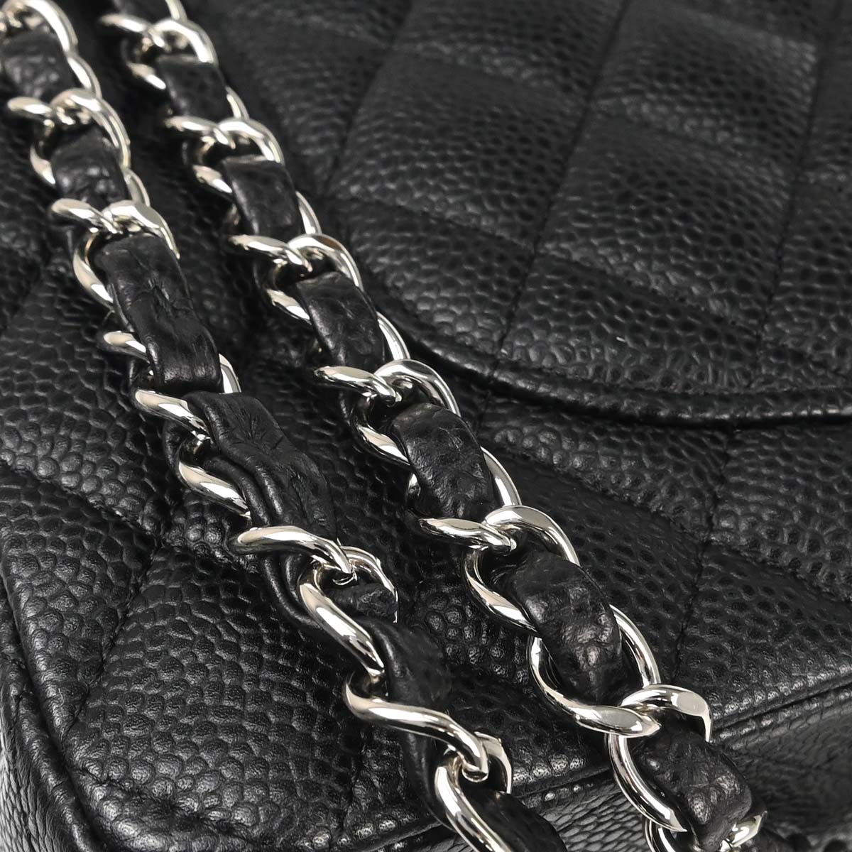 Chanel Black Caviar Skin Medium Classic Double Flap Shoulder Bag