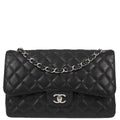 Chanel Black Caviar Skin Jumbo Classic Double Flap Shoulder Bag