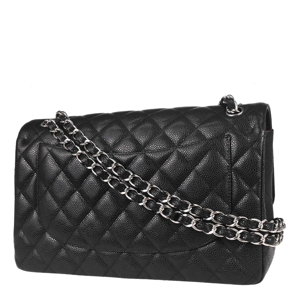 Chanel Black Caviar Skin Jumbo Classic Double Flap Shoulder Bag