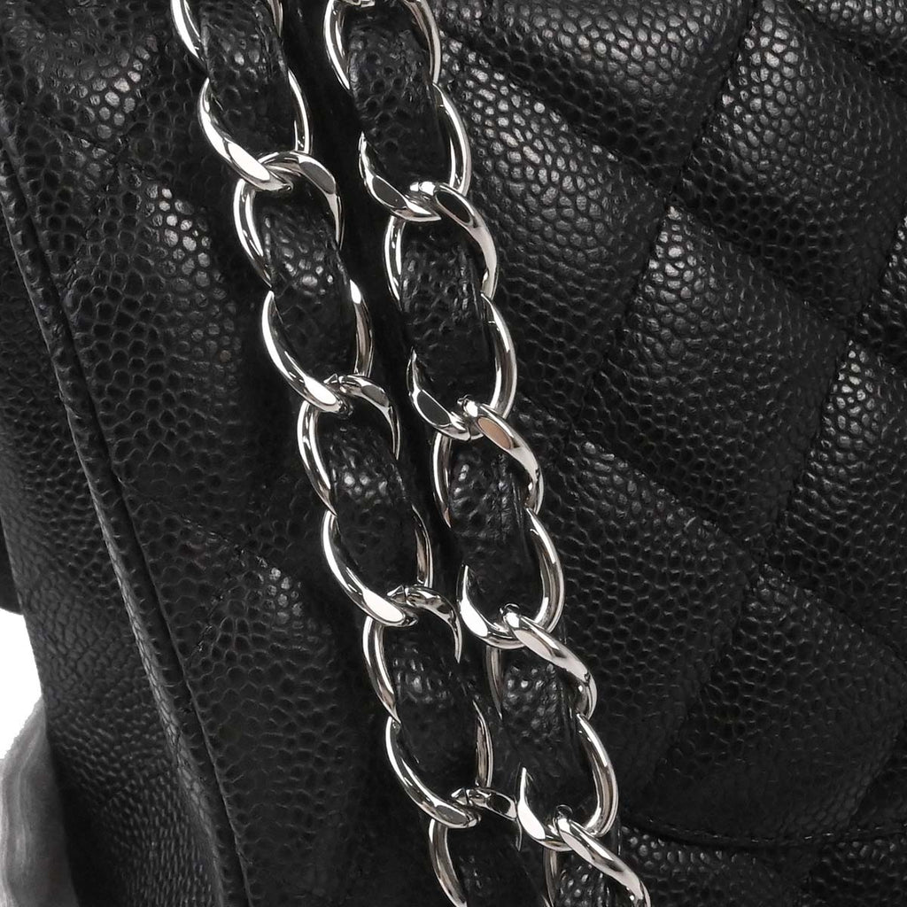 Chanel Black Caviar Skin Jumbo Classic Double Flap Shoulder Bag