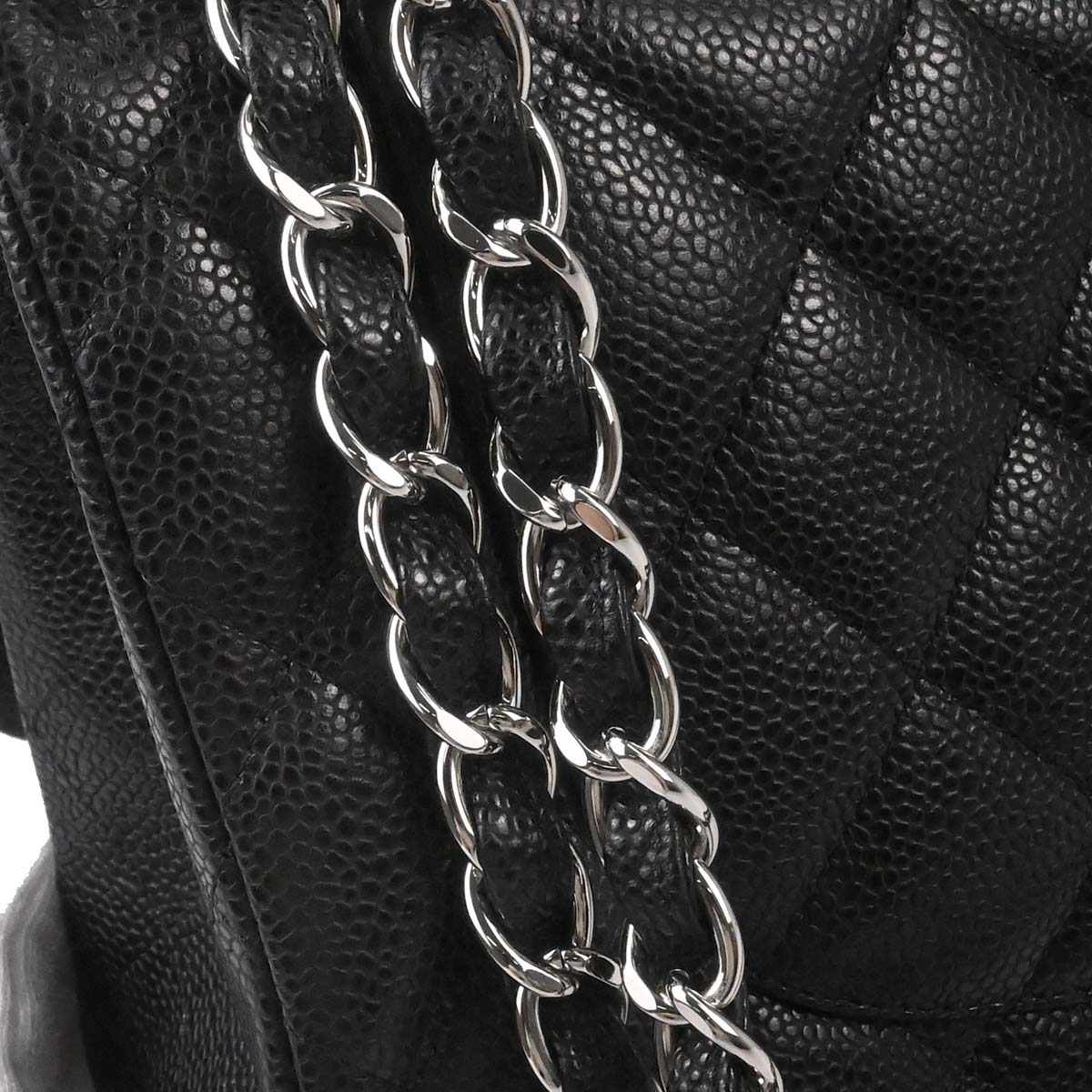 Chanel Black Caviar Skin Jumbo Classic Double Flap Shoulder Bag