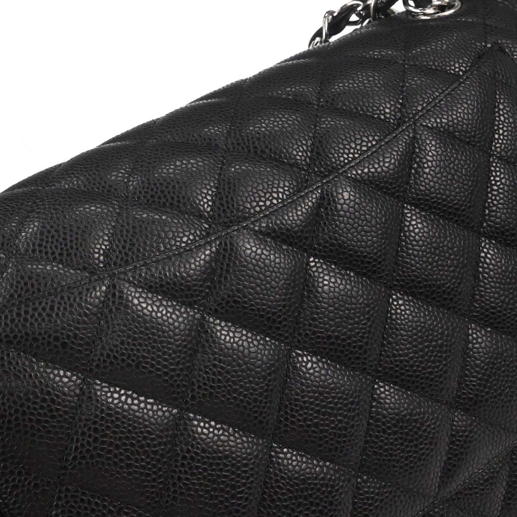 Chanel Black Caviar Skin Jumbo Classic Double Flap Shoulder Bag
