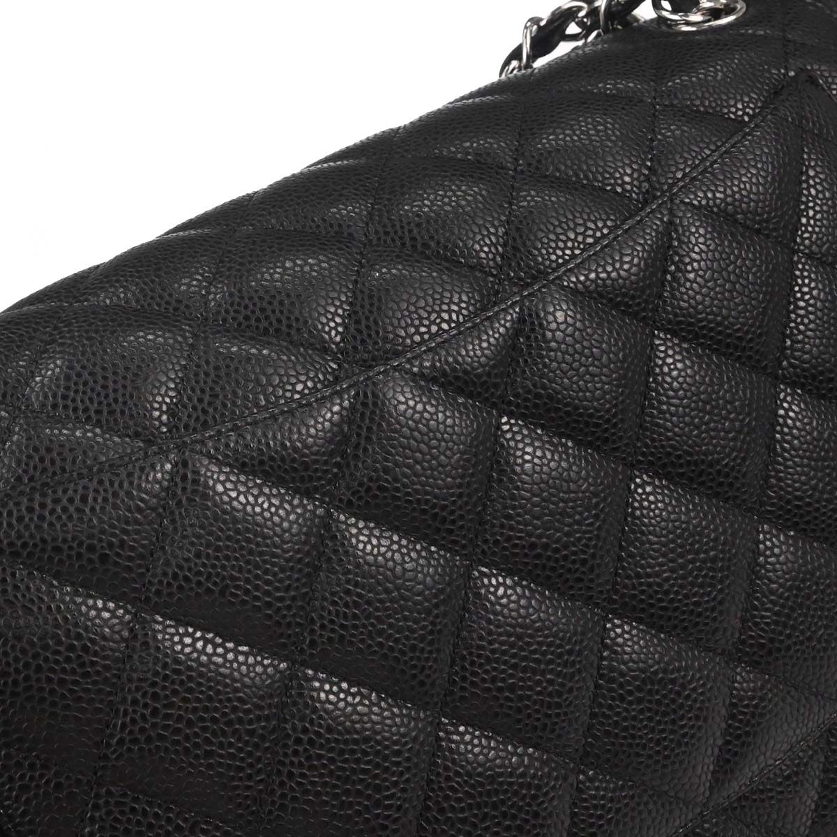 Chanel Black Caviar Skin Jumbo Classic Double Flap Shoulder Bag