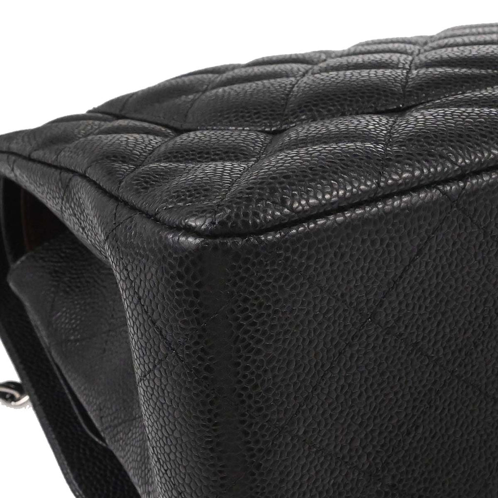 Chanel Black Caviar Skin Jumbo Classic Double Flap Shoulder Bag