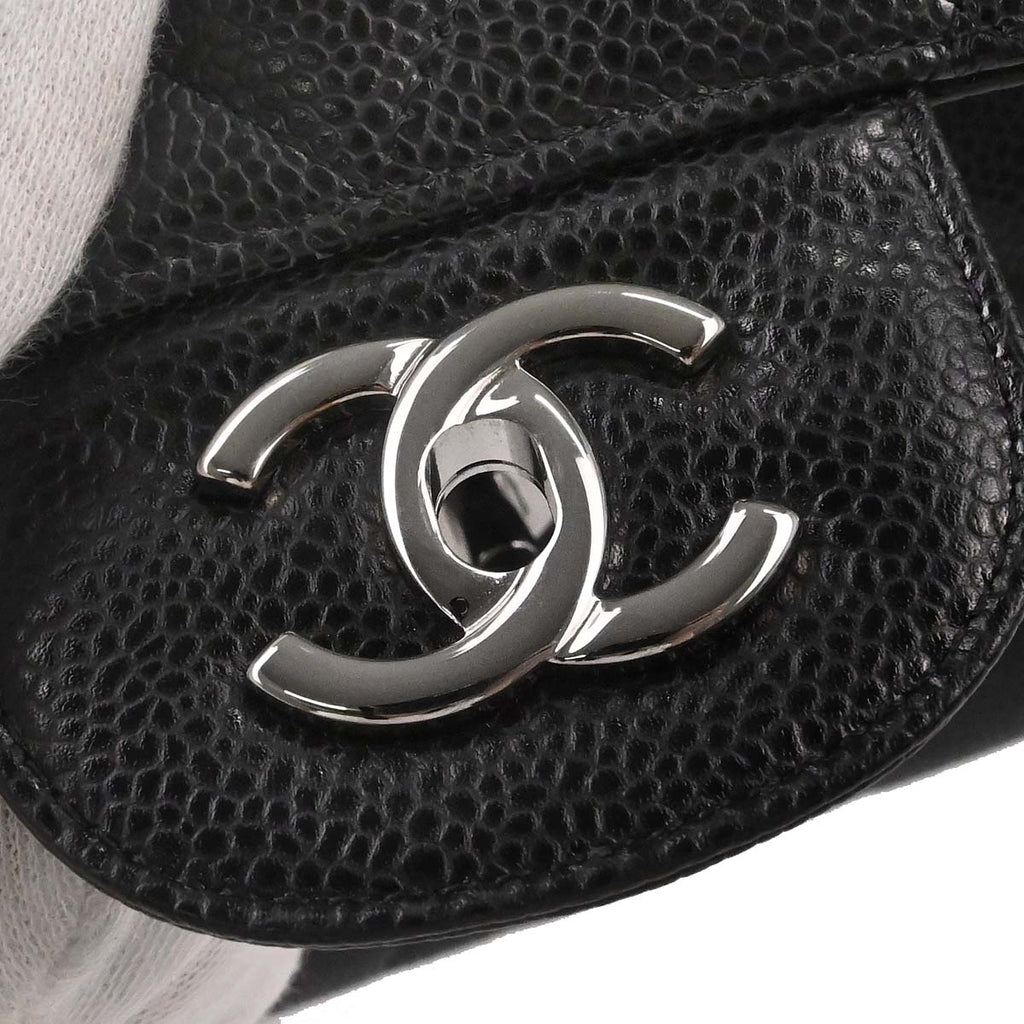 Chanel Black Caviar Skin Jumbo Classic Double Flap Shoulder Bag