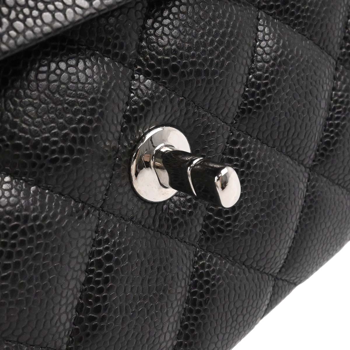 Chanel Black Caviar Skin Jumbo Classic Double Flap Shoulder Bag