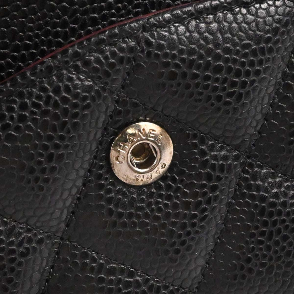 Chanel Black Caviar Skin Jumbo Classic Double Flap Shoulder Bag