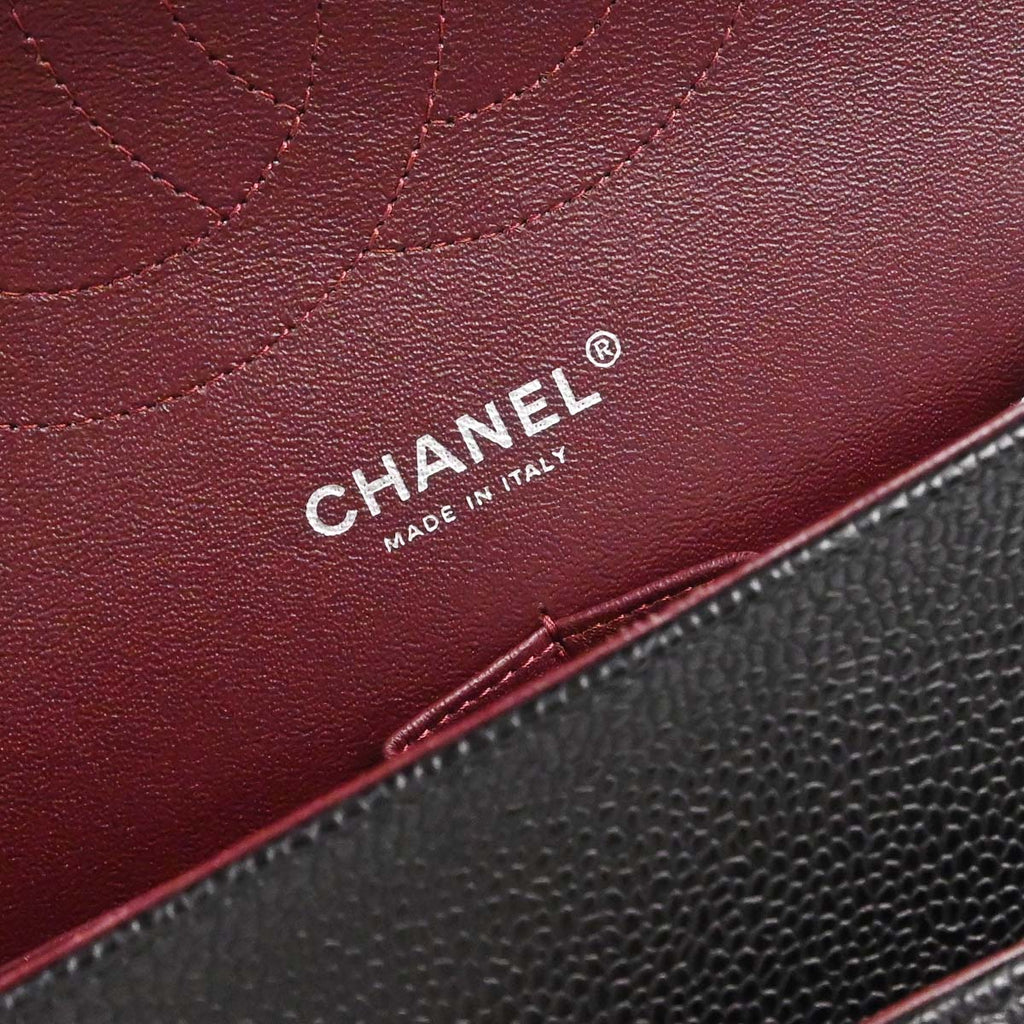 Chanel Black Caviar Skin Jumbo Classic Double Flap Shoulder Bag
