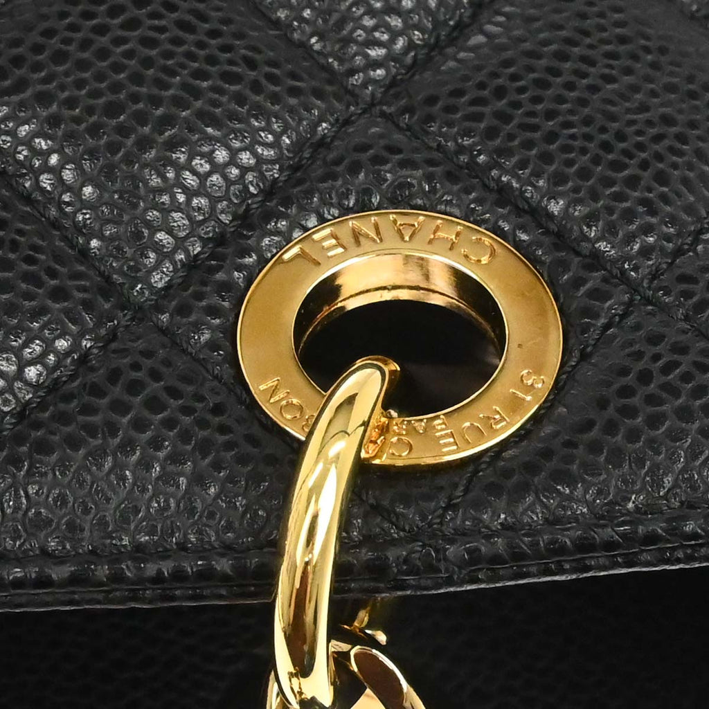 Chanel 2010-2011 Black Caviar Skin Petite Shopping Tote PST Chain Handbag