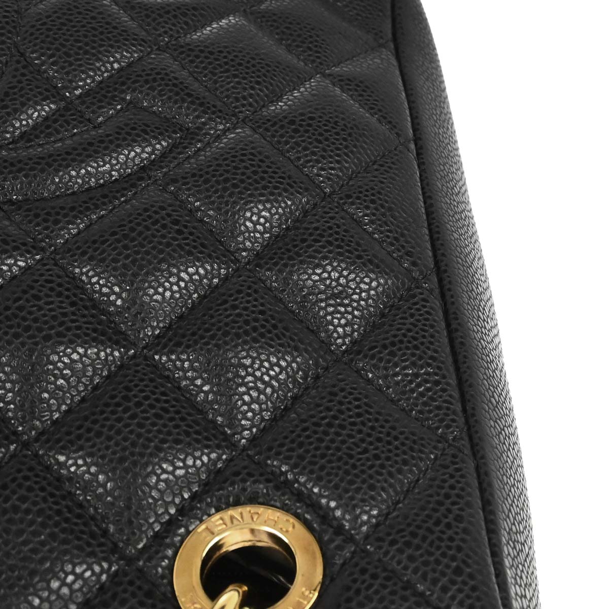 Chanel 2010-2011 Black Caviar Skin Petite Shopping Tote PST Chain Handbag