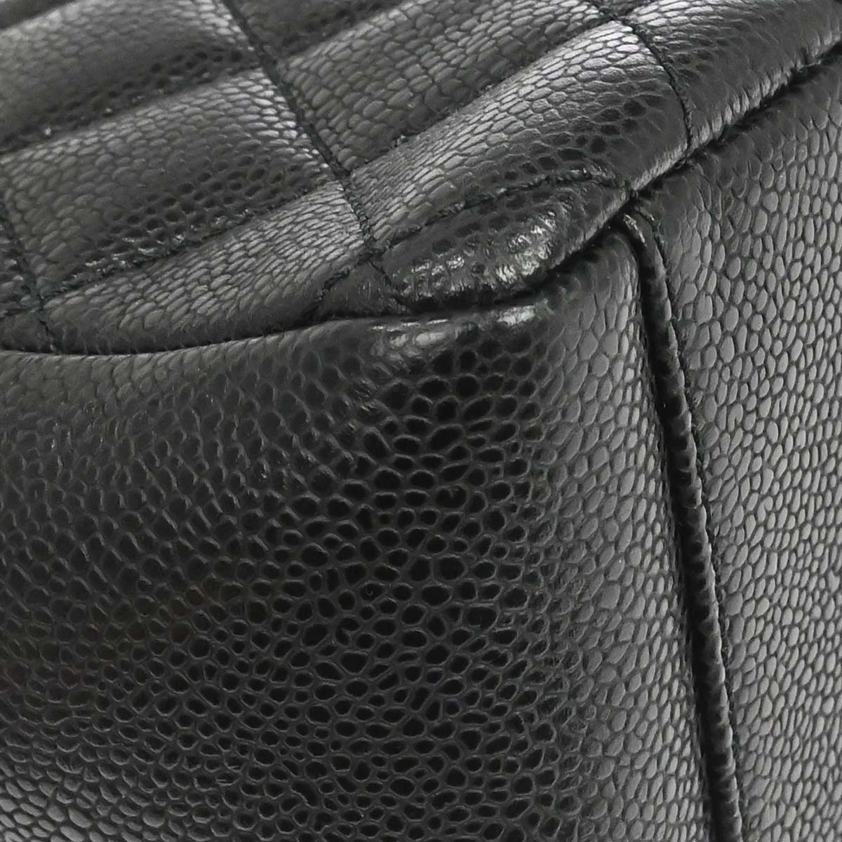 Chanel 2010-2011 Black Caviar Skin Petite Shopping Tote PST Chain Handbag
