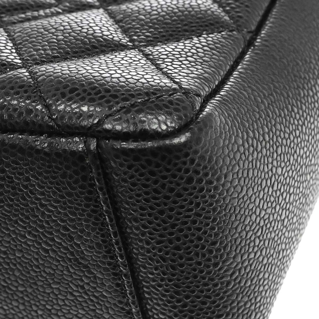 Chanel 2010-2011 Black Caviar Skin Petite Shopping Tote PST Chain Handbag