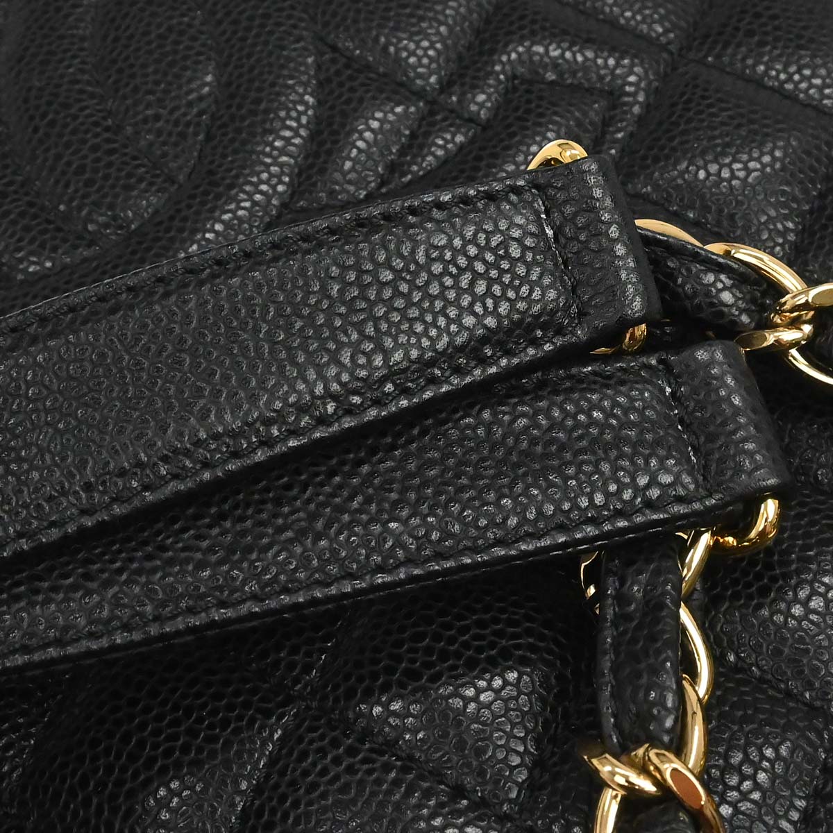 Chanel 2010-2011 Black Caviar Skin Petite Shopping Tote PST Chain Handbag