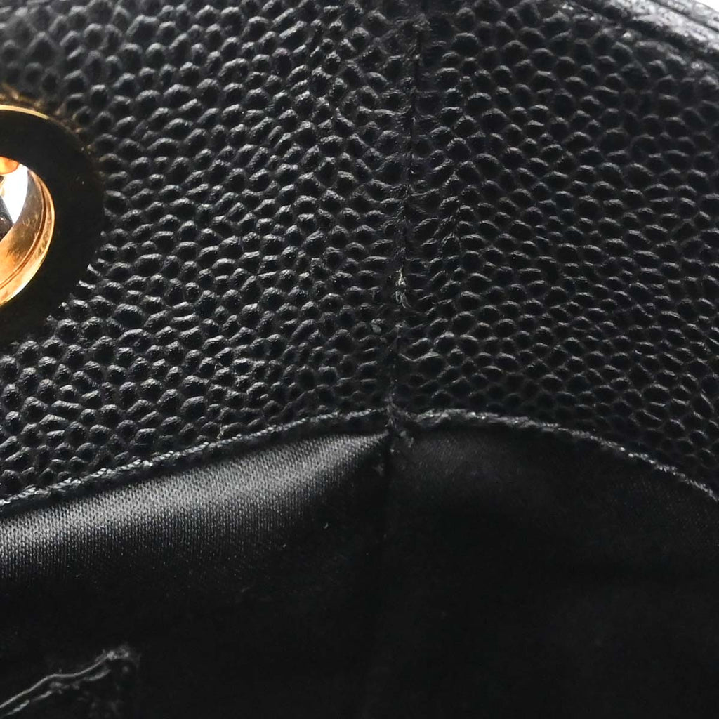 Chanel 2010-2011 Black Caviar Skin Petite Shopping Tote PST Chain Handbag