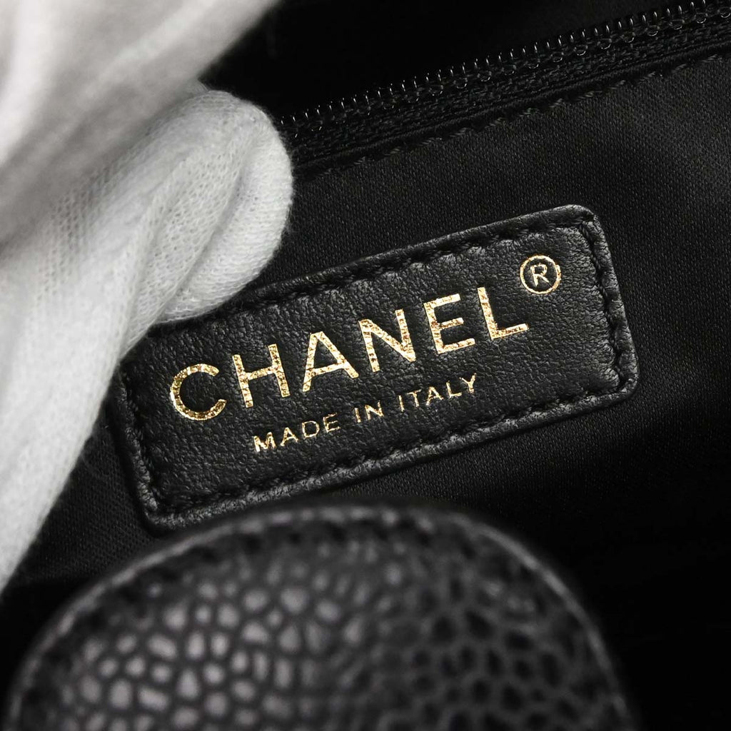 Chanel 2010-2011 Black Caviar Skin Petite Shopping Tote PST Chain Handbag
