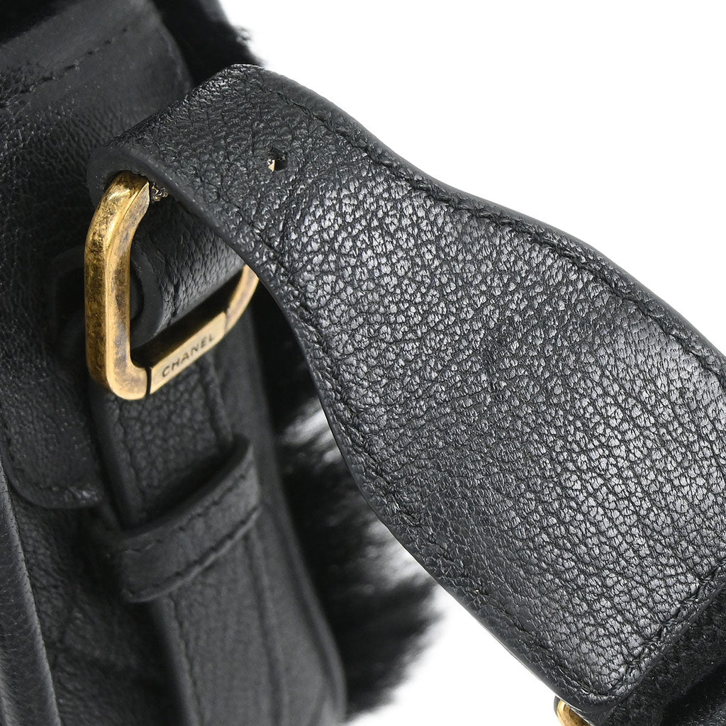 Chanel 2015-2016 Black Calfskin Paris-Salzburg Cowboy 2way Messenger Handbag