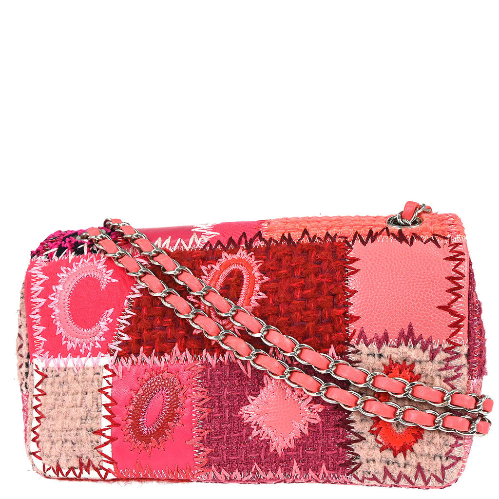 Chanel Pink Tweed Patchwork Shoulder Bag