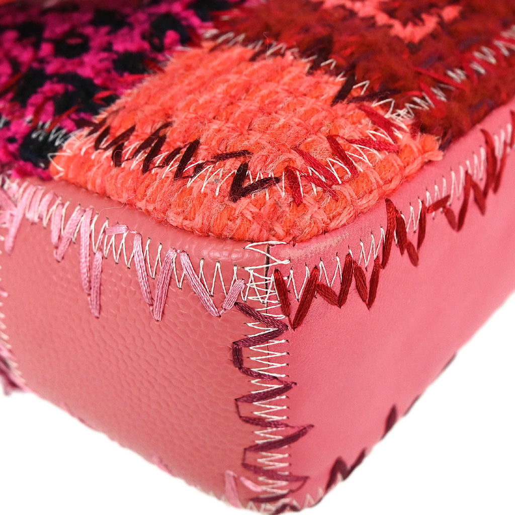 Chanel Pink Tweed Patchwork Shoulder Bag