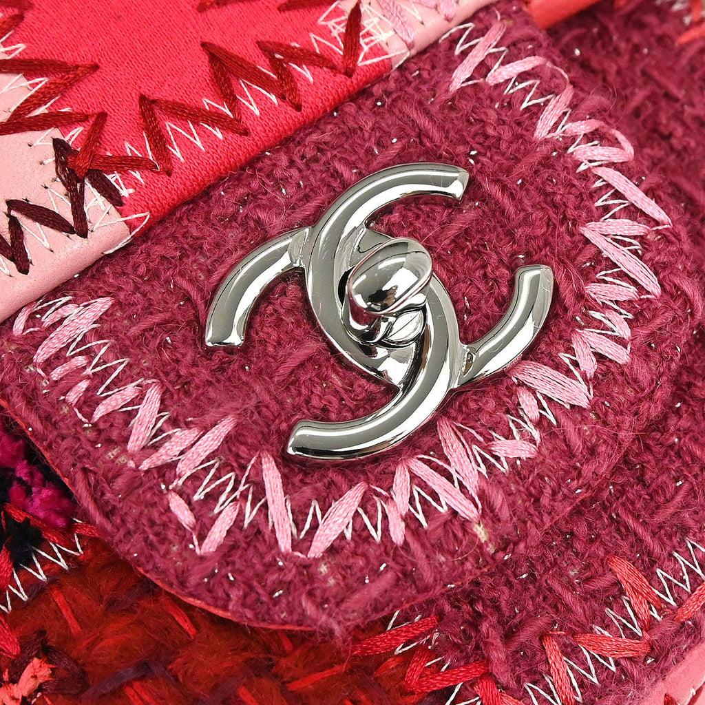 Chanel Pink Tweed Patchwork Shoulder Bag