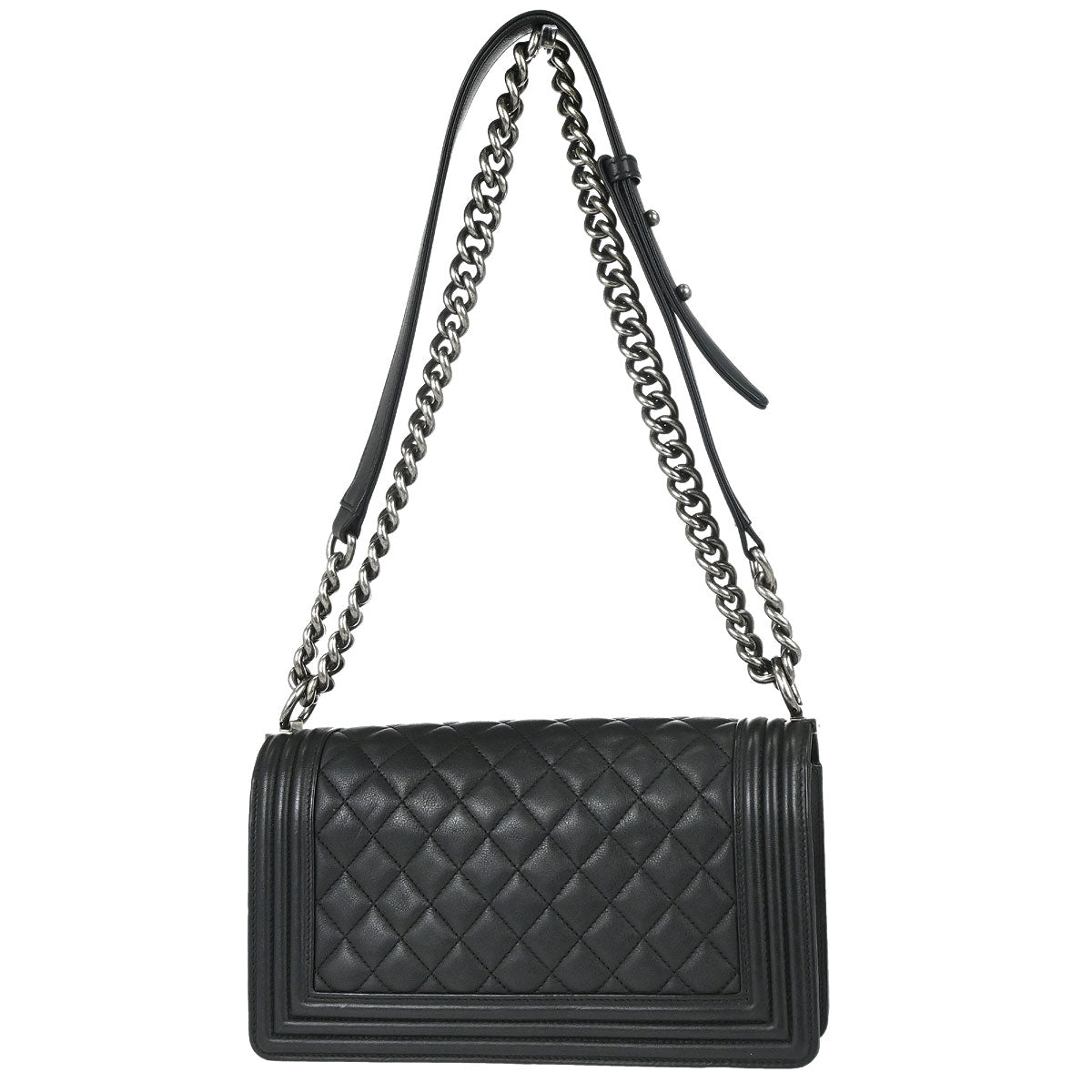 Boy Chanel Black Lambskin Medium Chain Shoulder Bag