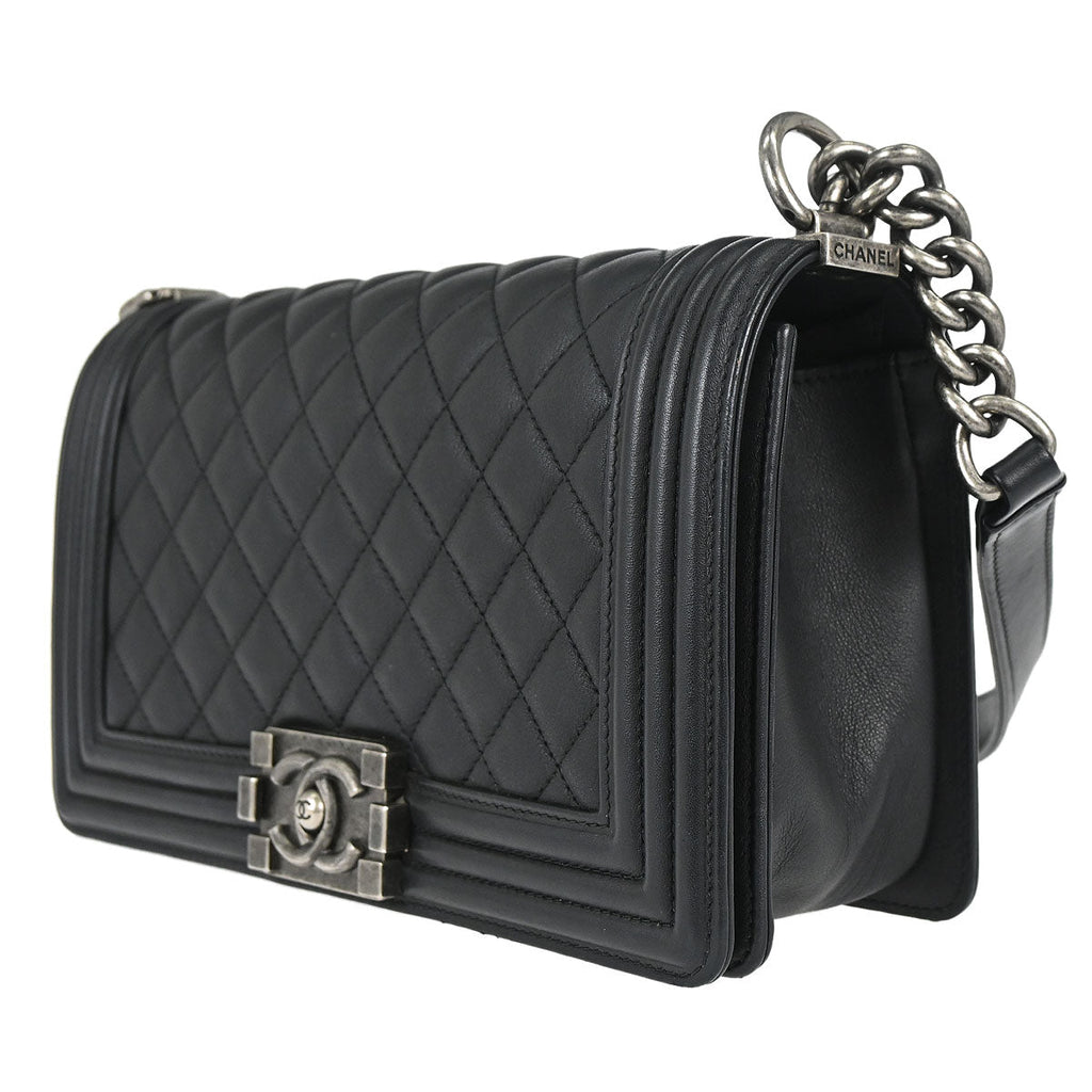Boy Chanel Black Lambskin Medium Chain Shoulder Bag