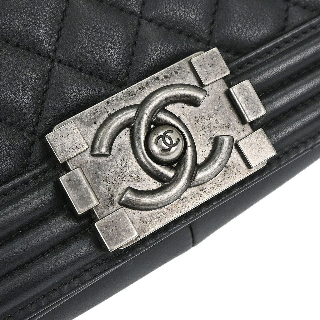 Boy Chanel Black Lambskin Medium Chain Shoulder Bag