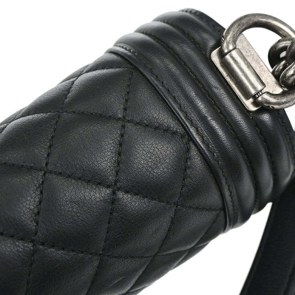 Boy Chanel Black Lambskin Medium Chain Shoulder Bag