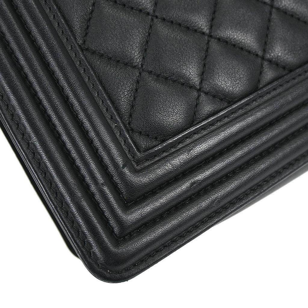 Boy Chanel Black Lambskin Medium Chain Shoulder Bag