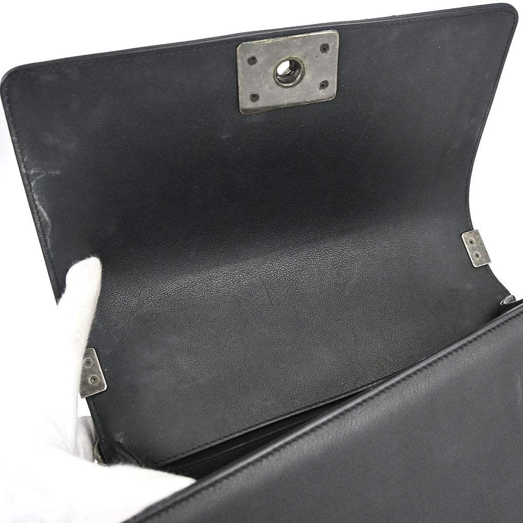 Boy Chanel Black Lambskin Medium Chain Shoulder Bag