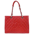 Chanel 2012-2013 Red Caviar Skin Grand Shopping Tote GST Chain Handbag