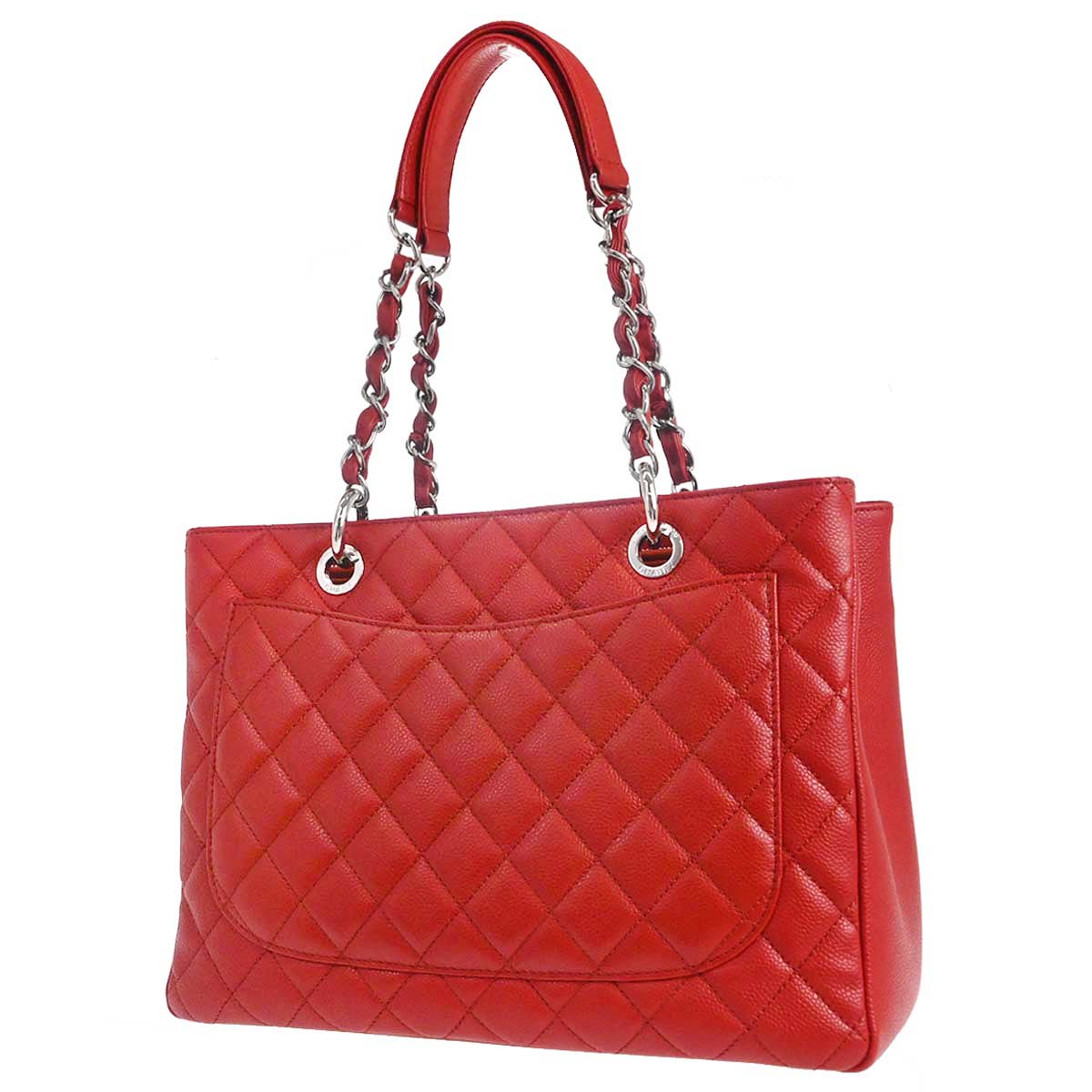 Chanel 2012-2013 Red Caviar Skin Grand Shopping Tote GST Chain Handbag