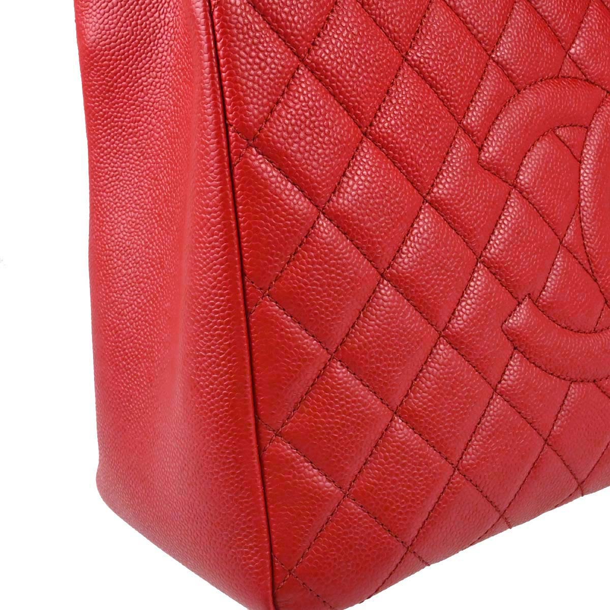 Chanel 2012-2013 Red Caviar Skin Grand Shopping Tote GST Chain Handbag