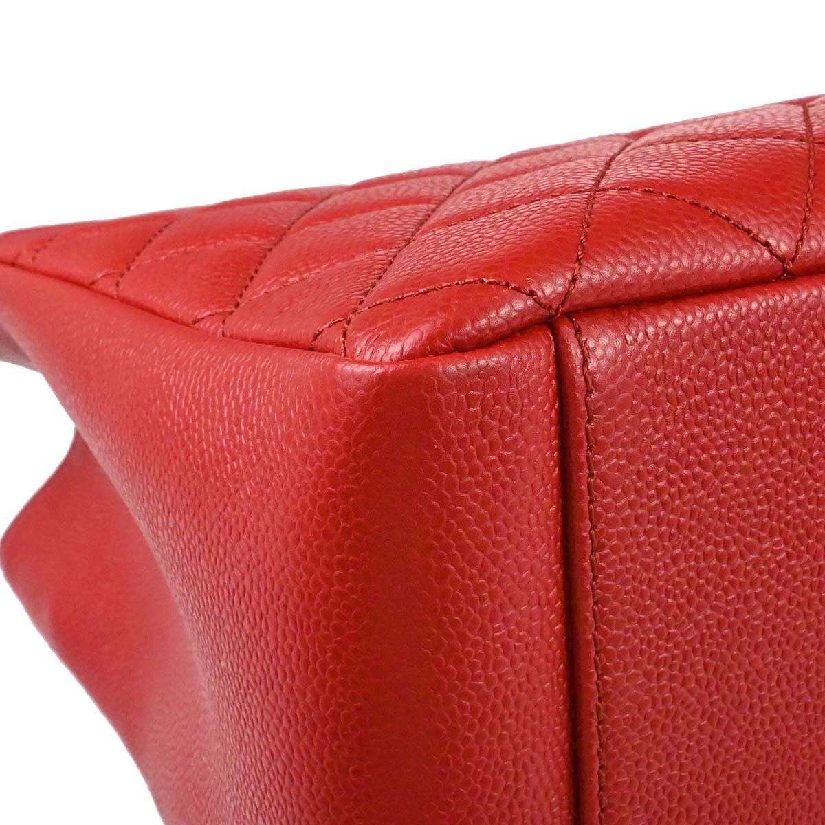 Chanel 2012-2013 Red Caviar Skin Grand Shopping Tote GST Chain Handbag