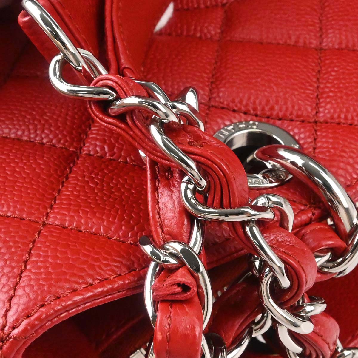 Chanel 2012-2013 Red Caviar Skin Grand Shopping Tote GST Chain Handbag