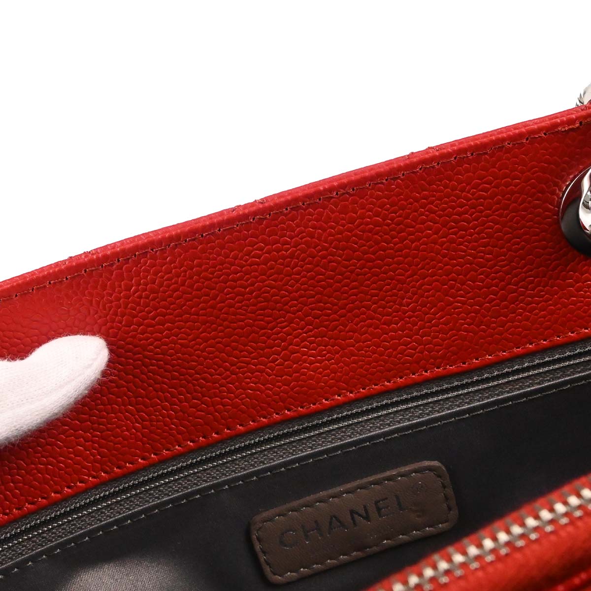Chanel 2012-2013 Red Caviar Skin Grand Shopping Tote GST Chain Handbag