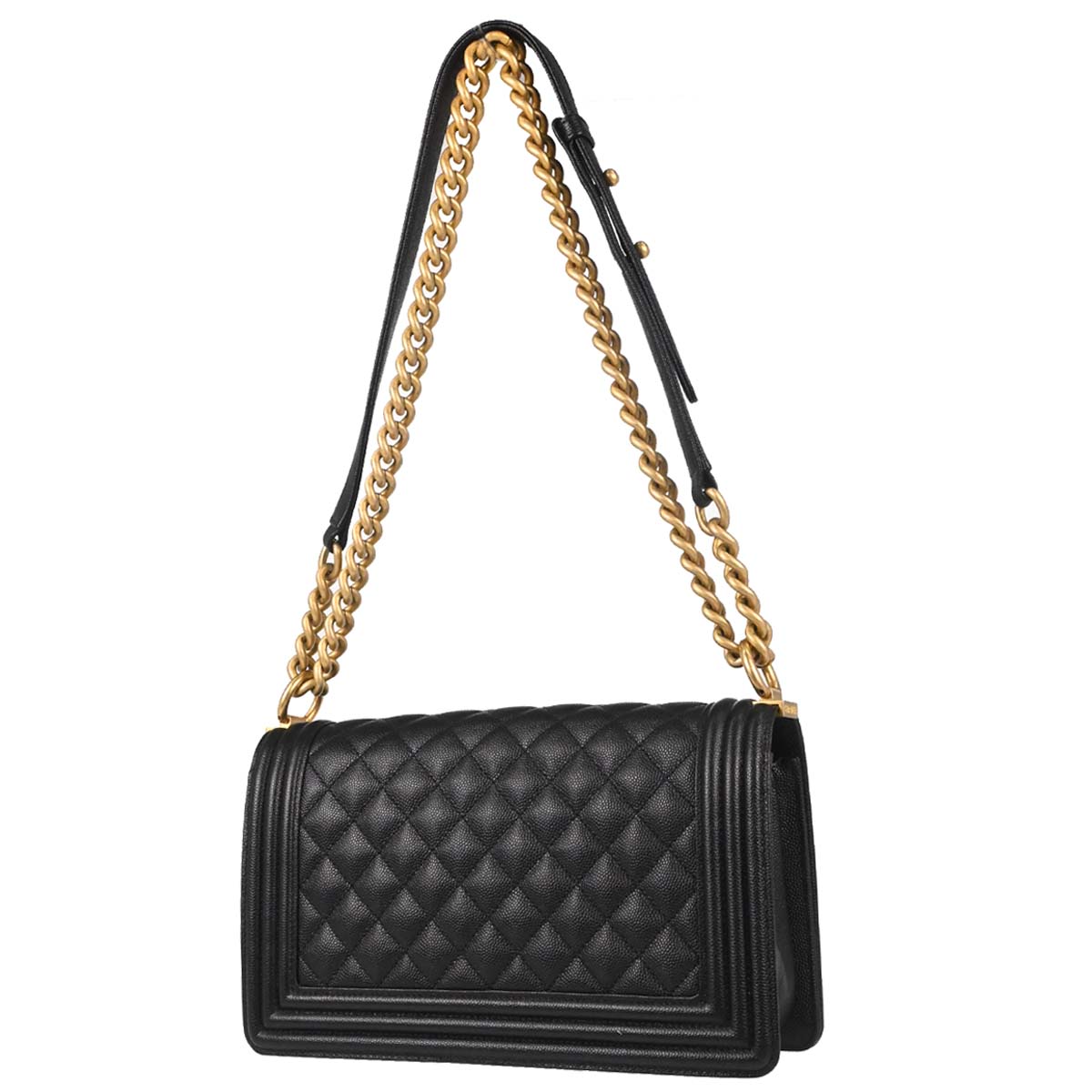 Boy Chanel 2019 Black Caviar Skin Medium Chain Shoulder Bag