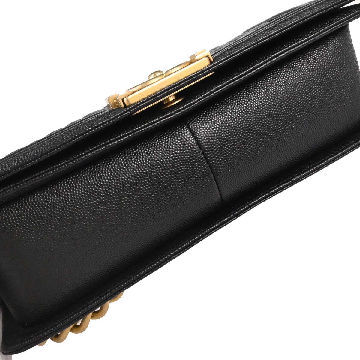 Boy Chanel 2019 Black Caviar Skin Medium Chain Shoulder Bag