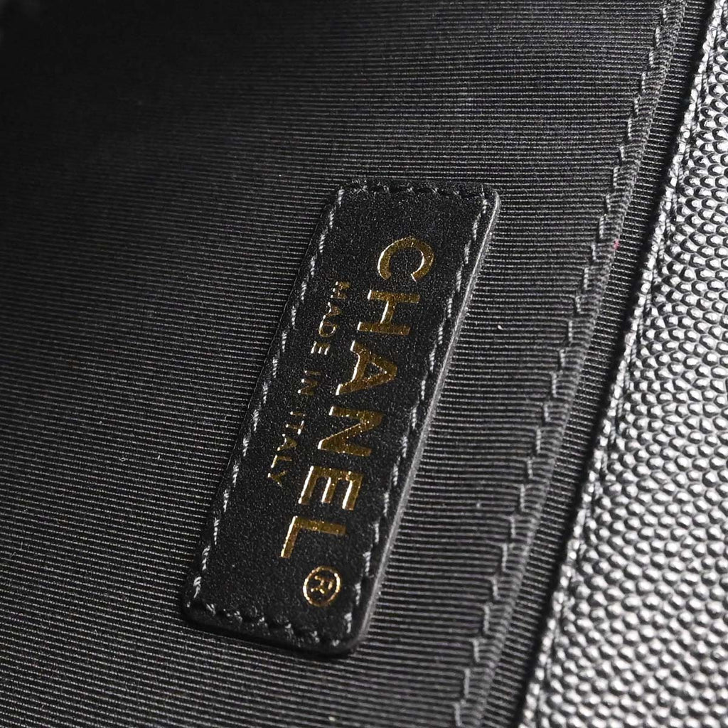Boy Chanel 2019 Black Caviar Skin Medium Chain Shoulder Bag