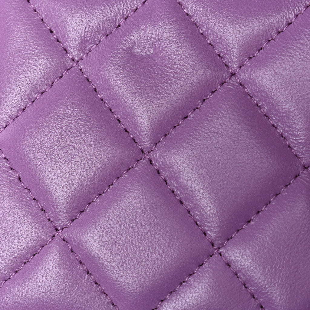 Chanel Lambskin Quilted Pick Me Up Wallet On Chain WOC Purple