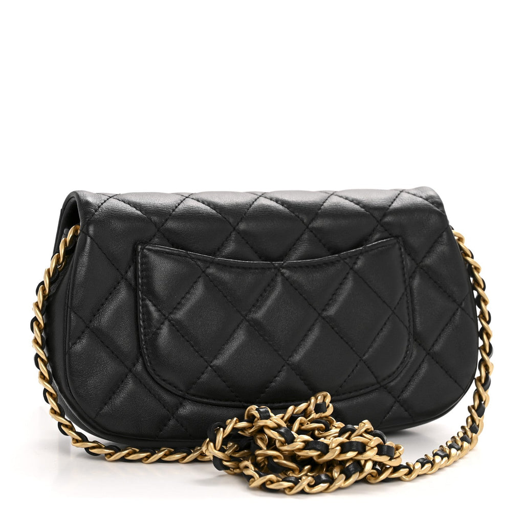 Chanel Calfskin Quilted Coco Mail Clutch With Chain Black
