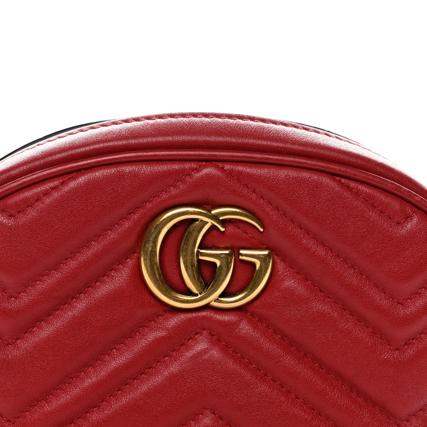 Gucci Calfskin Matelasse GG Marmont Belt Bag 85 34 Hibiscus Red
