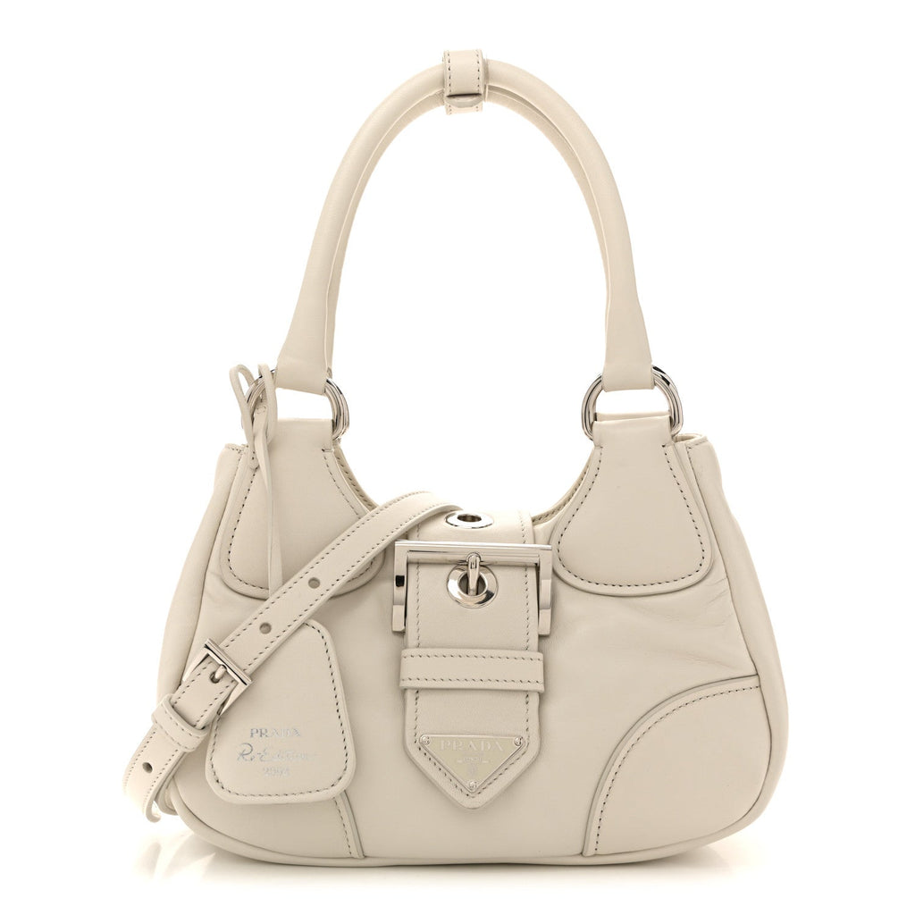 Prada Nappa Soft Padded Re-Edition 2002 Moon Bag White