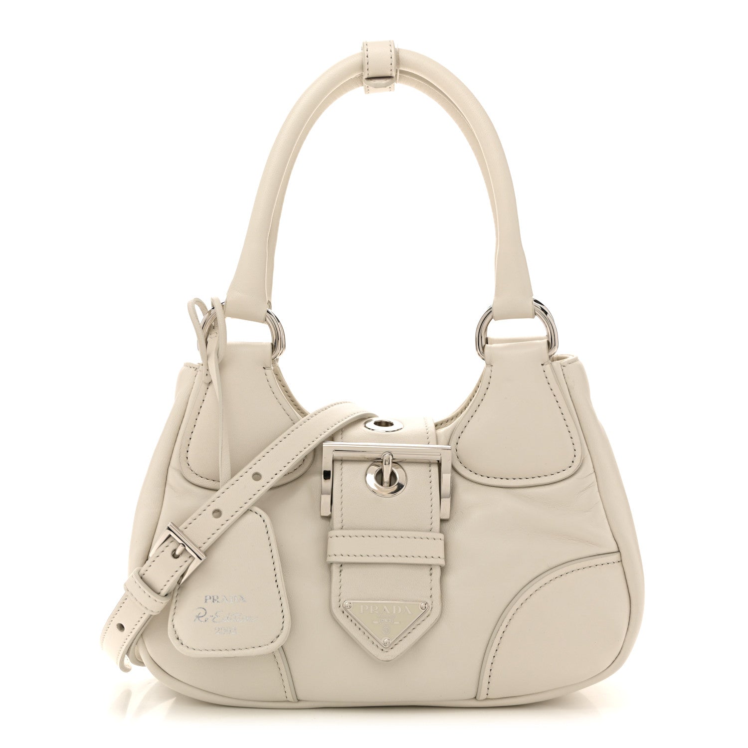 Prada Nappa Soft Padded Re-Edition 2002 Moon Bag White