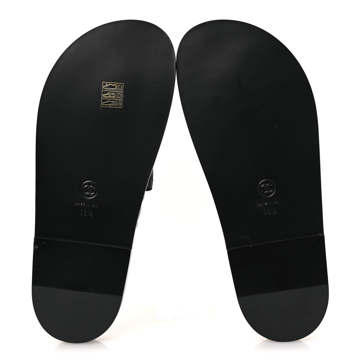 Lambskin Quilted Velcro Dad Chain CC Slide Sandals 38.5 Black