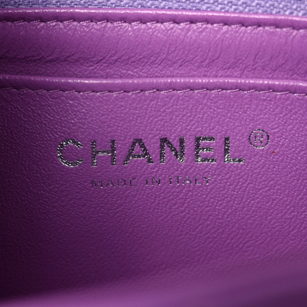 Chanel Lambskin Quilted Mini Rectangular Flap Purple