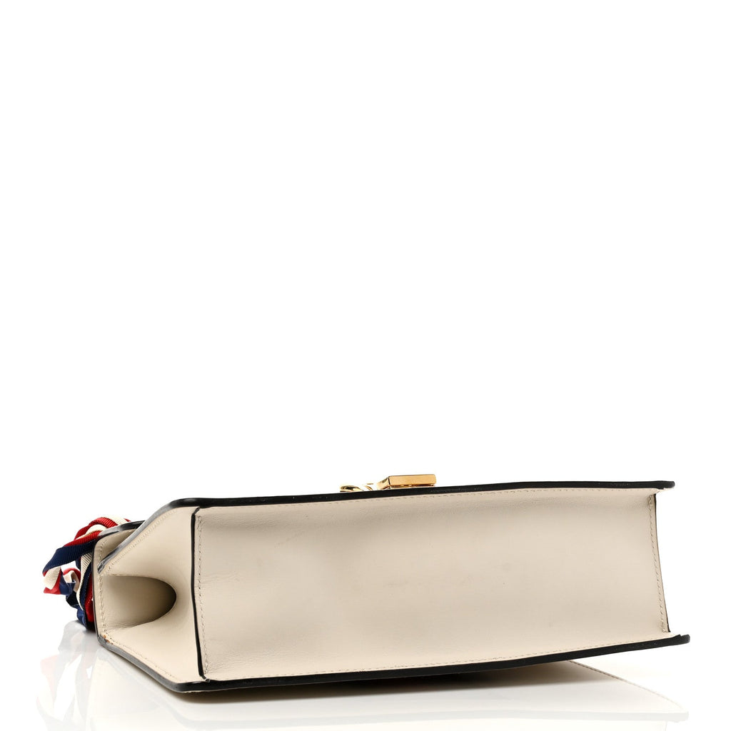Gucci Calfskin Small Sylvie Shoulder Bag Off White