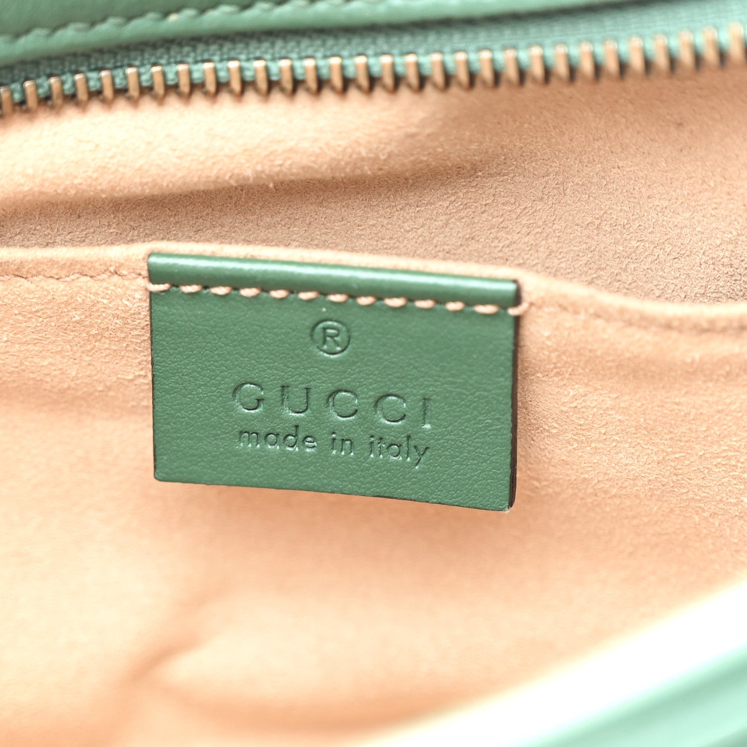 Gucci Calfskin Matelasse Small GG Marmont Chain Shoulder Bag Emerald Green